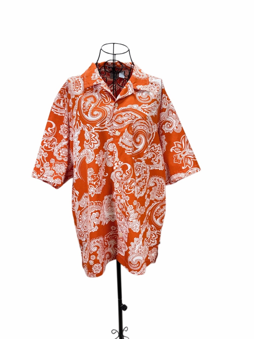 OP Orange Paisley Camp Collar Polo Shirt